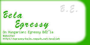 bela egressy business card